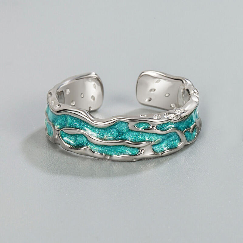 Juelvia "Aurora Impression" Open Design Sterling Silver Men's Band