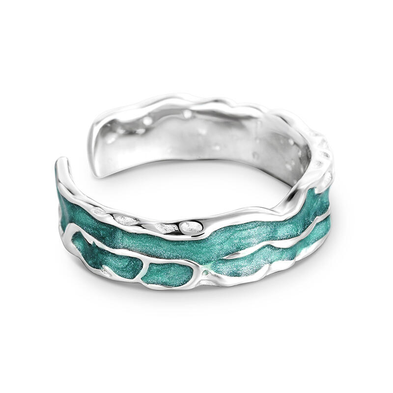 Juelvia "Aurora Impression" Open Design Sterling Silver Men's Band