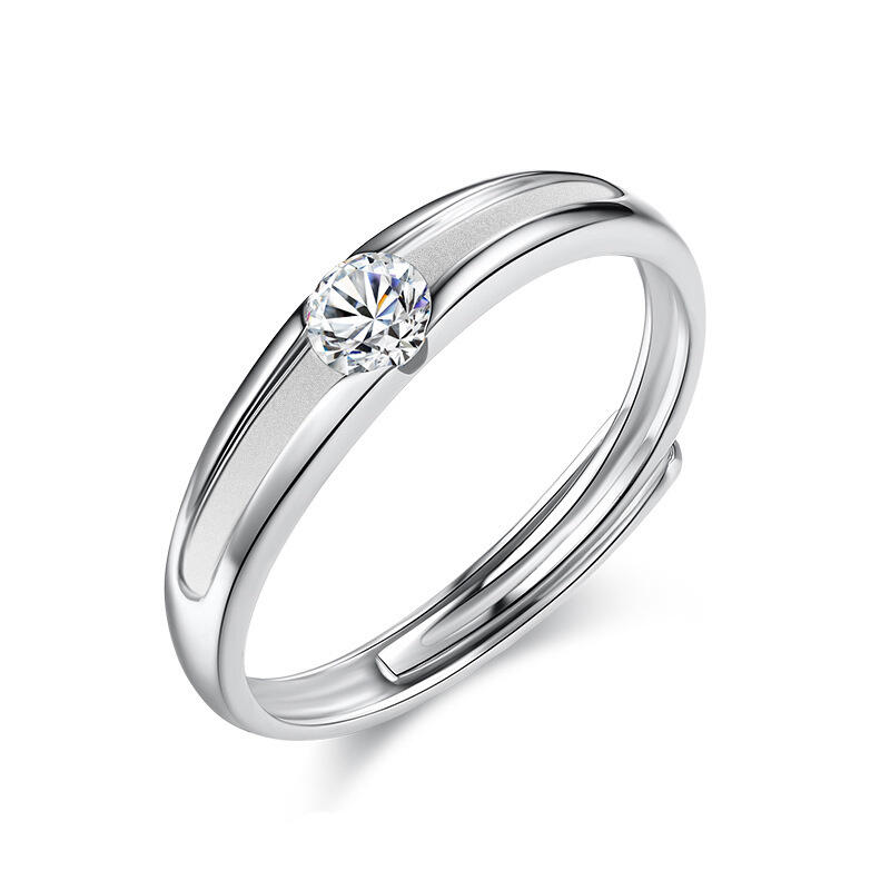 Juelvia Solitaire Round Cut Sterling Silver Men's Band