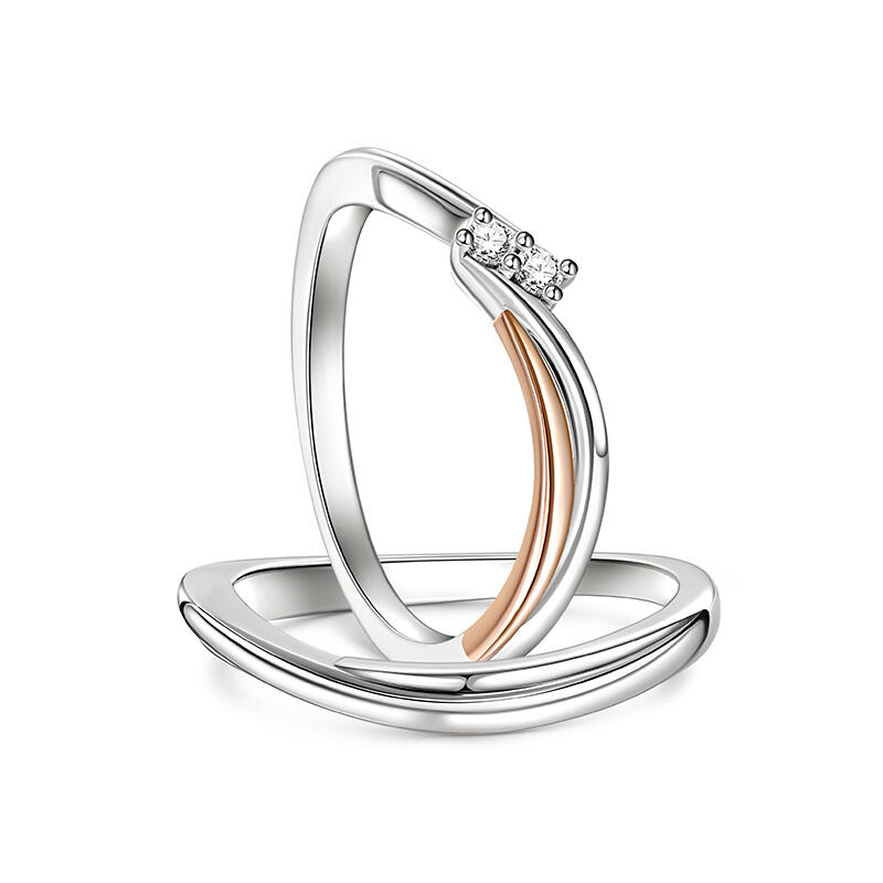 Juelvia S-shaped Design Sterling Silver Couple Rings