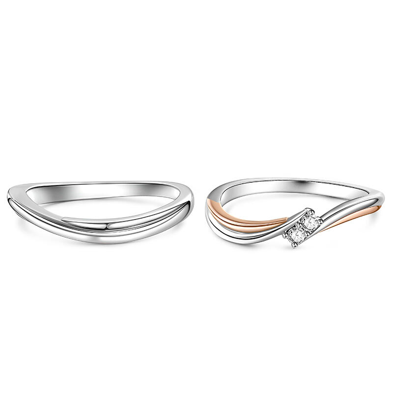 Juelvia S-shaped Design Sterling Silver Couple Rings