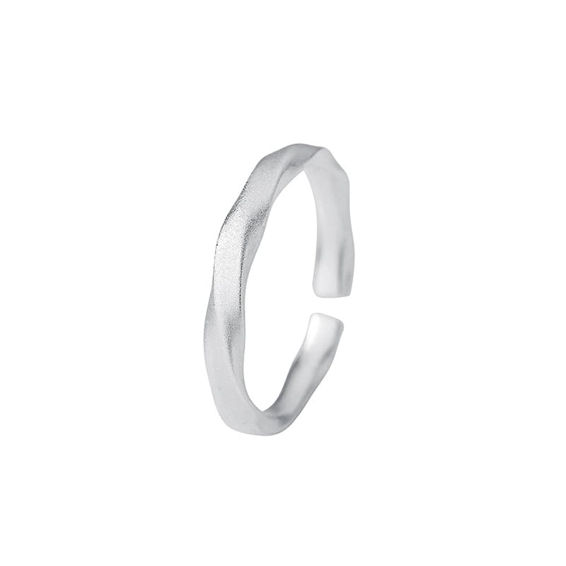 Juelvia Twist Texture Matte Sterling Silver Adjustable Women's Band