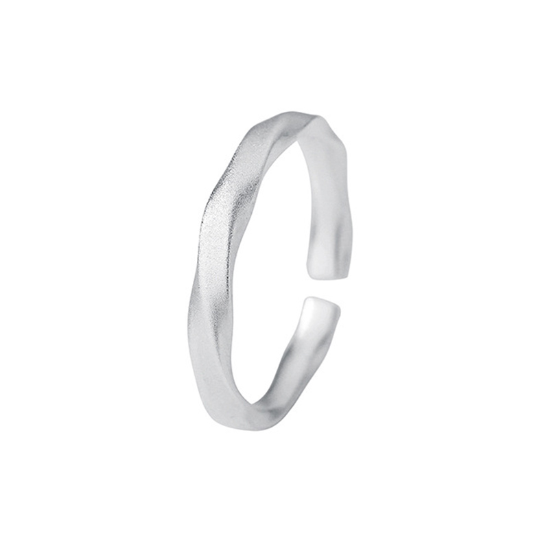 Juelvia Twist Texture Matte Sterling Silver Adjustable Men's Band