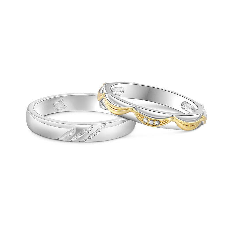 Simple Bravery and Beauty Couple Rings Sterling Silver