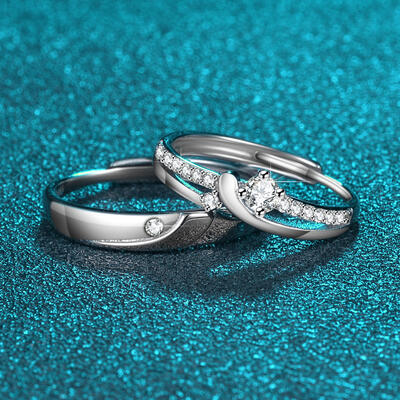 Juelvia Sea Double Stone Sterling Silver Couple's Rings