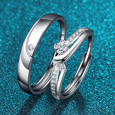 Juelvia Sea Double Stone Sterling Silver Couple's Rings