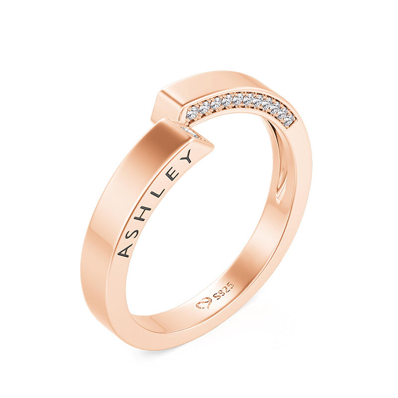 Custom Women's Name Wedding Band with Side Bypass