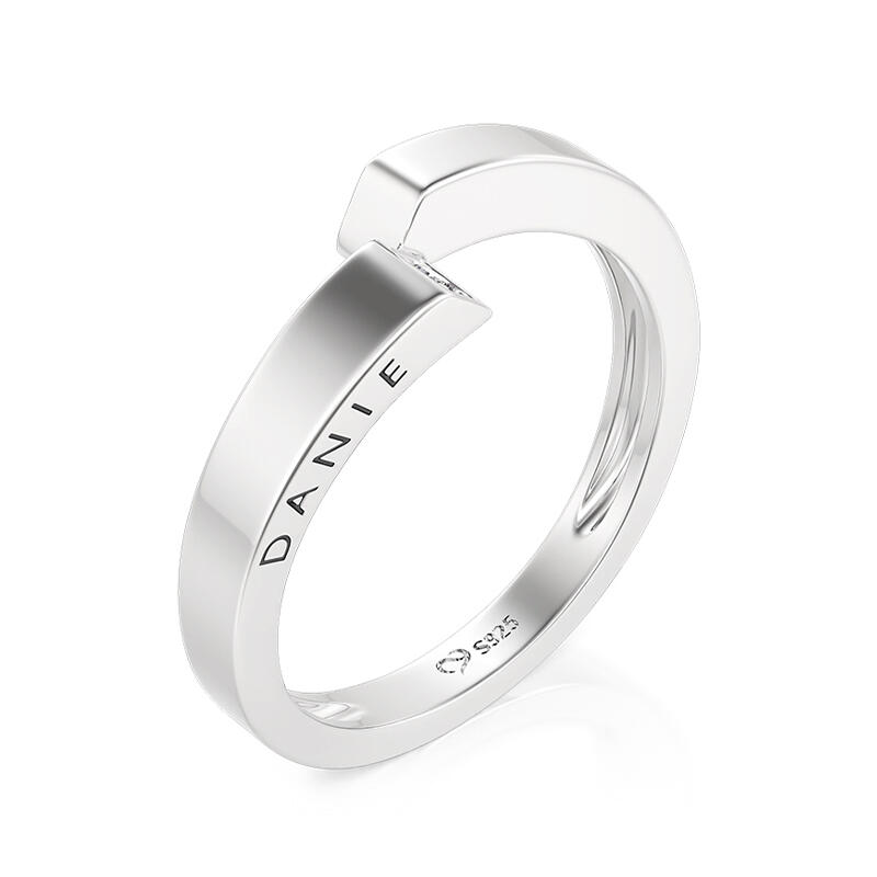 Custom Men's Name Wedding Band with Side Bypass