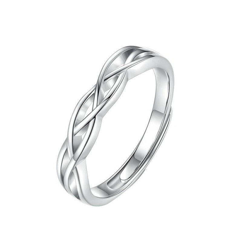 Simple Men Ring Hollow Twist Adjusted Sterling Silver