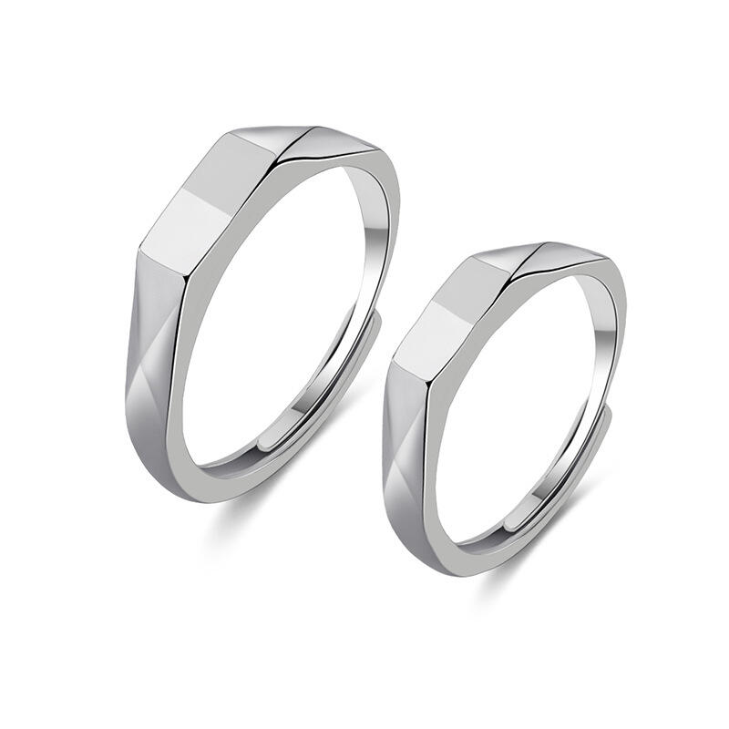 Juelvia Creative "I Love You" Projection Couple Rings Sterling Silver
