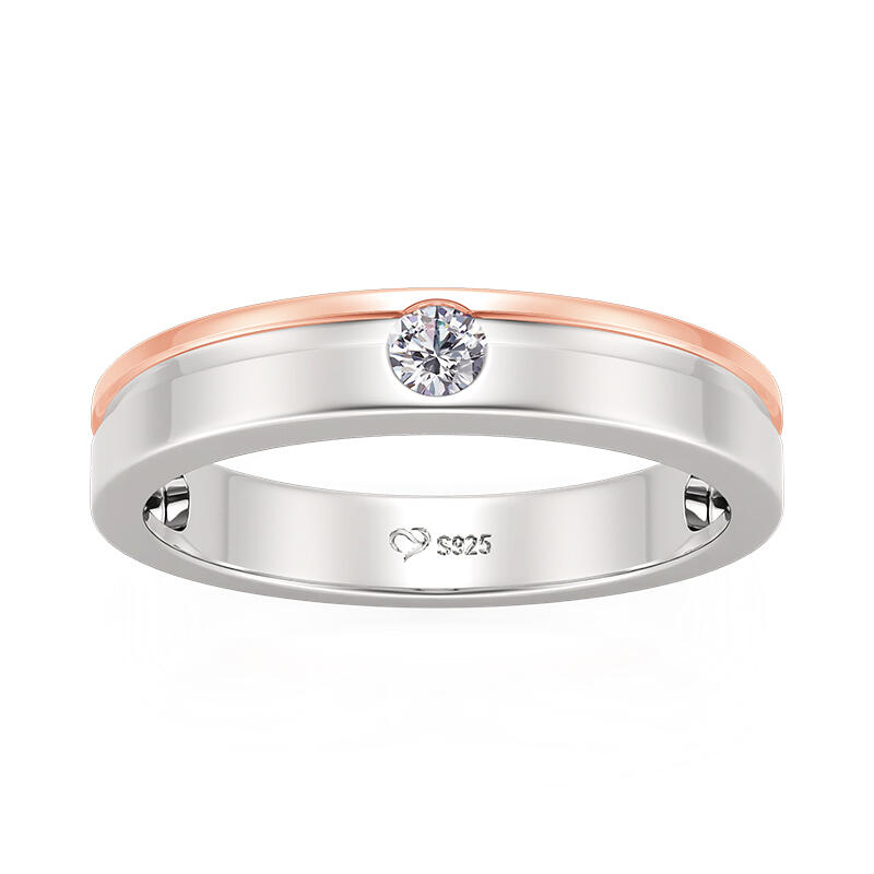 Classic Two Tone Men's Wedding Band Sterling Silver