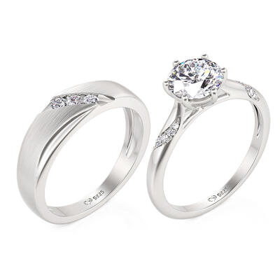 Juelvia Classic Twist Design Custom Couple Ring Set Sterling Silver