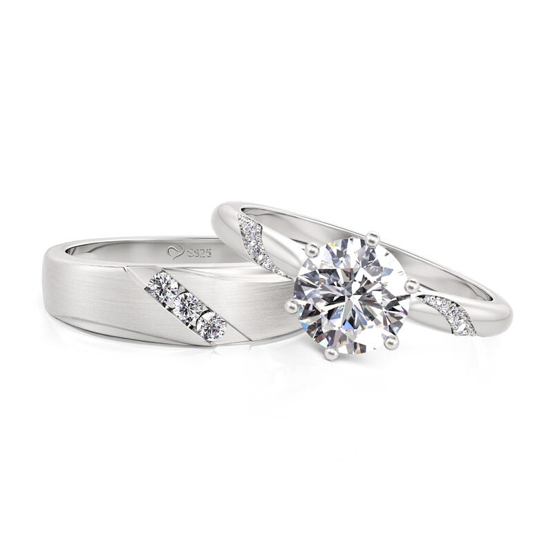 Classic Twist Design Custom Couple Ring Set Sterling Silver