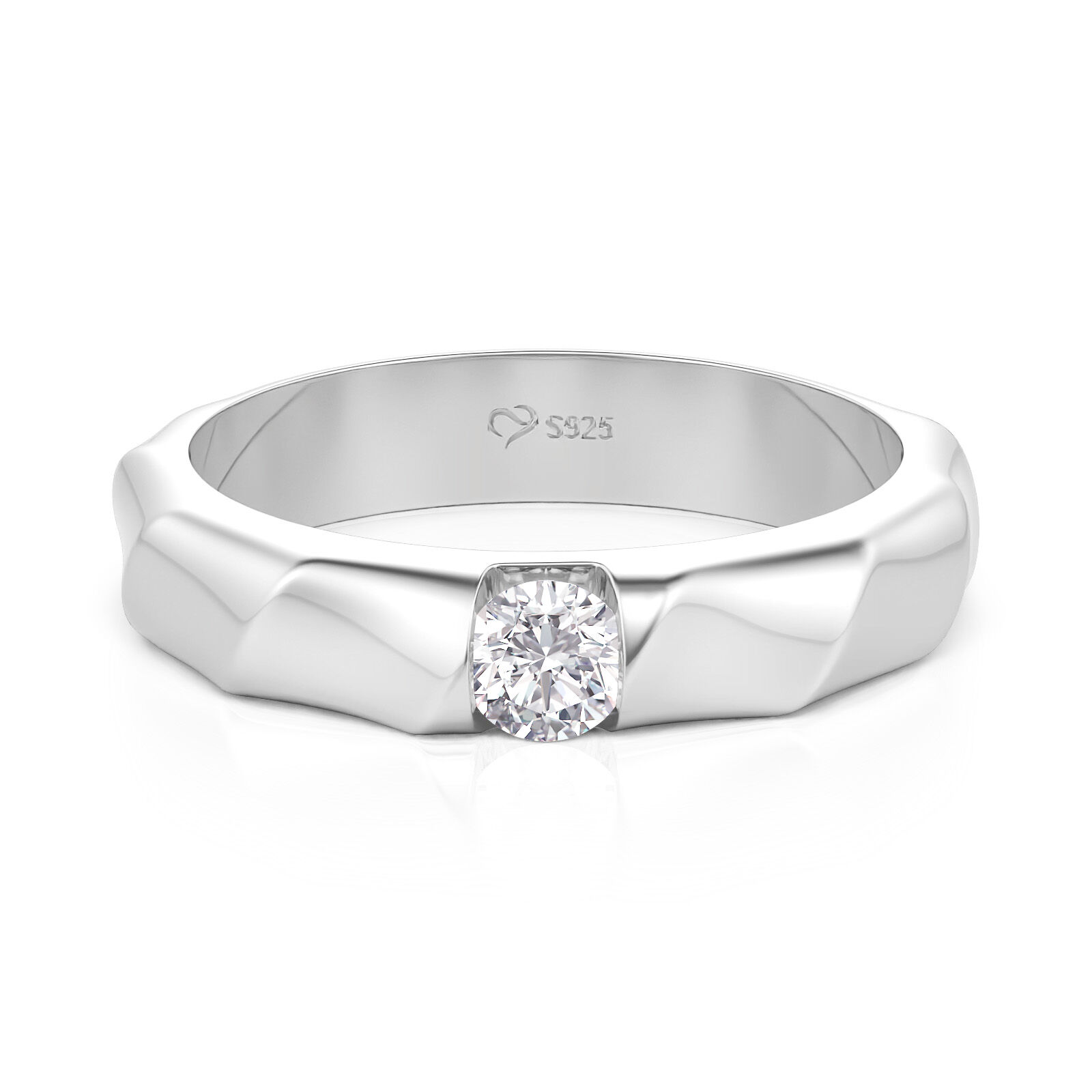 Simple Solitaire Twisted Ribbon Men's Ring