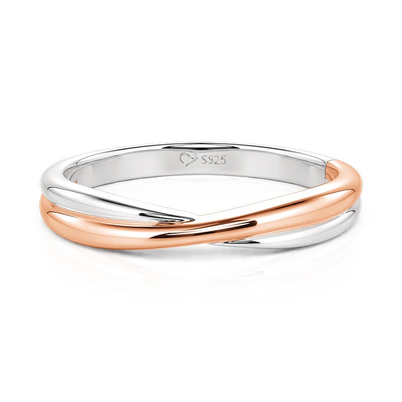 Two Tone Minimalist Twist Men's Wedding Ring