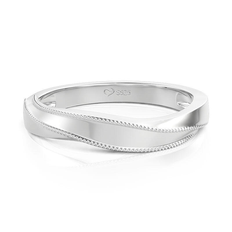 Classic Wave Men's Wedding Band Sterling Silver