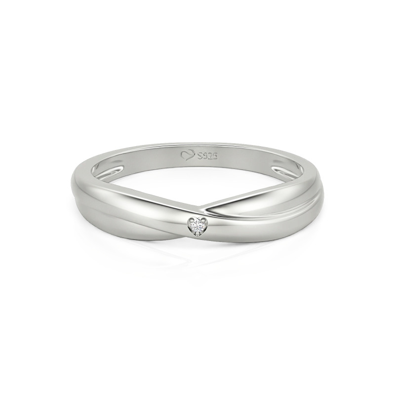 Simple Custom Solitaire Men's Wedding Twist Band