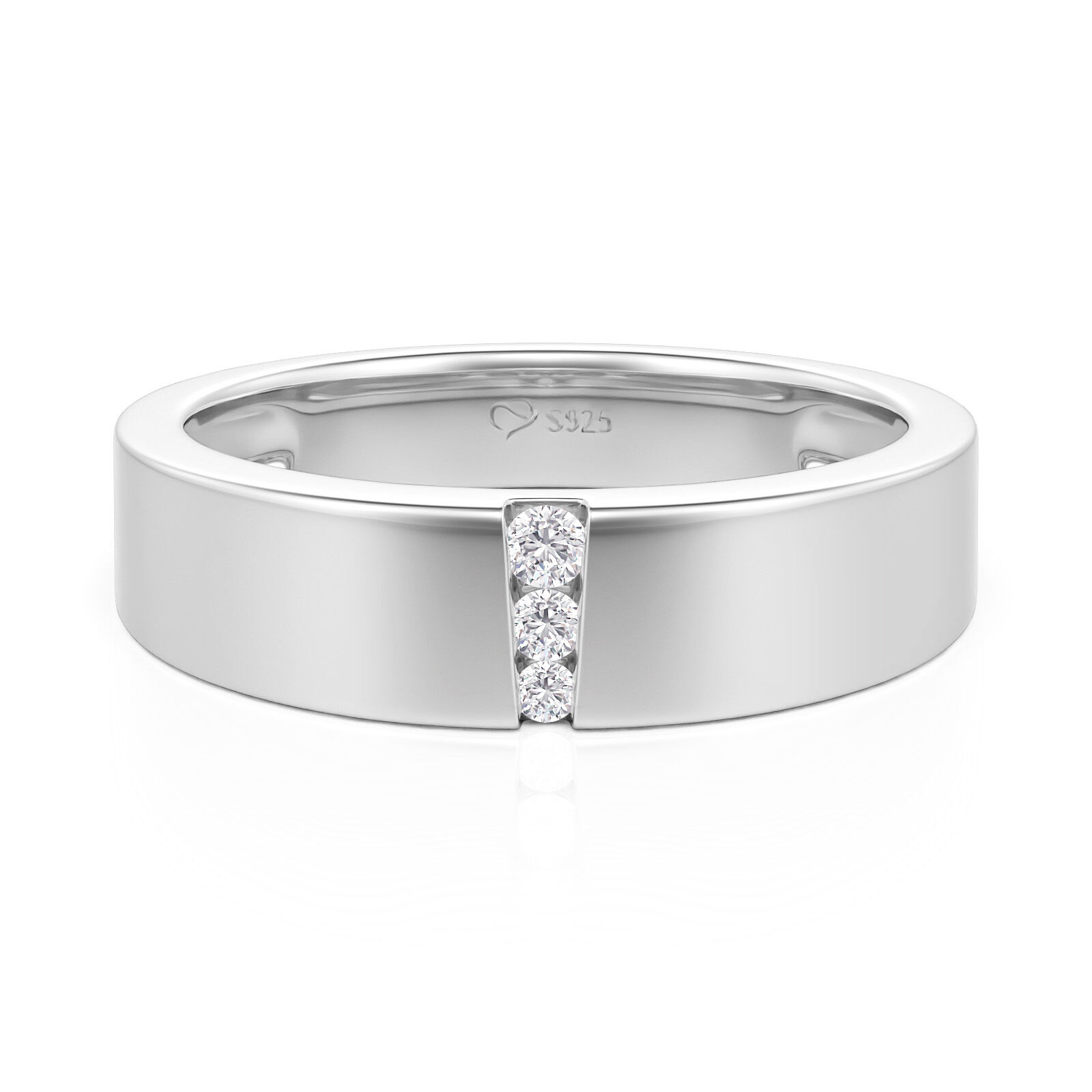 Classic Round Cut Men's Ring Sterling Silver