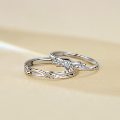 Juelvia Women's Knot Heart Wedding Band Adjustable