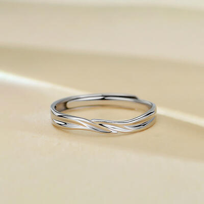 Juelvia Wave Line Design Men's Wedding Band Adjustable