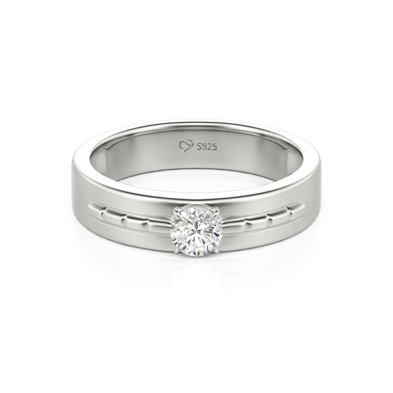 Custom Bamboo Inspired Solitaire Engagement Ring for Men