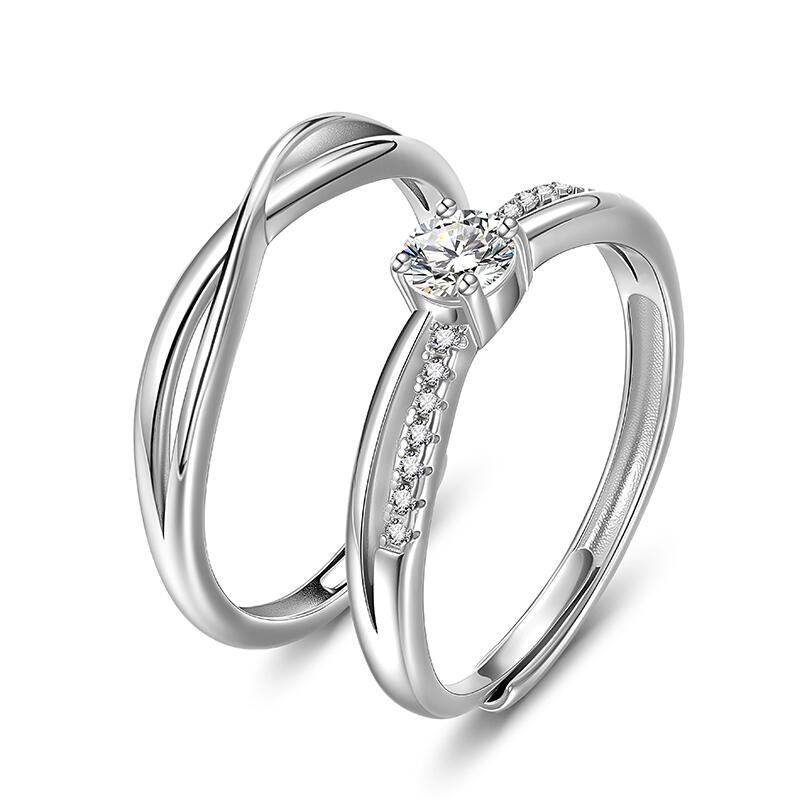 Twist Mobius Infinity Couple Rings Sterling Silver