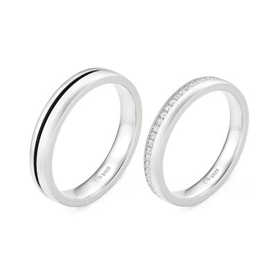 Juelvia Classic Brushed and Polished Finish Couple Rings Set