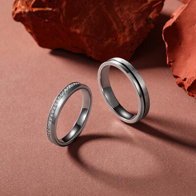 Juelvia Classic Brushed and Polished Finish Couple Rings Set