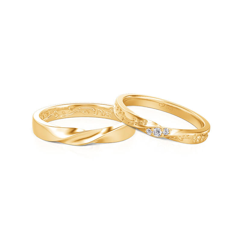 Nature Inspired Twisted Botanical Couple Ring Set