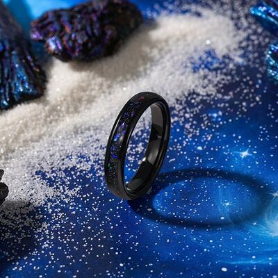 Juelvia Starry Sky Impression Tungsten Ring for Women