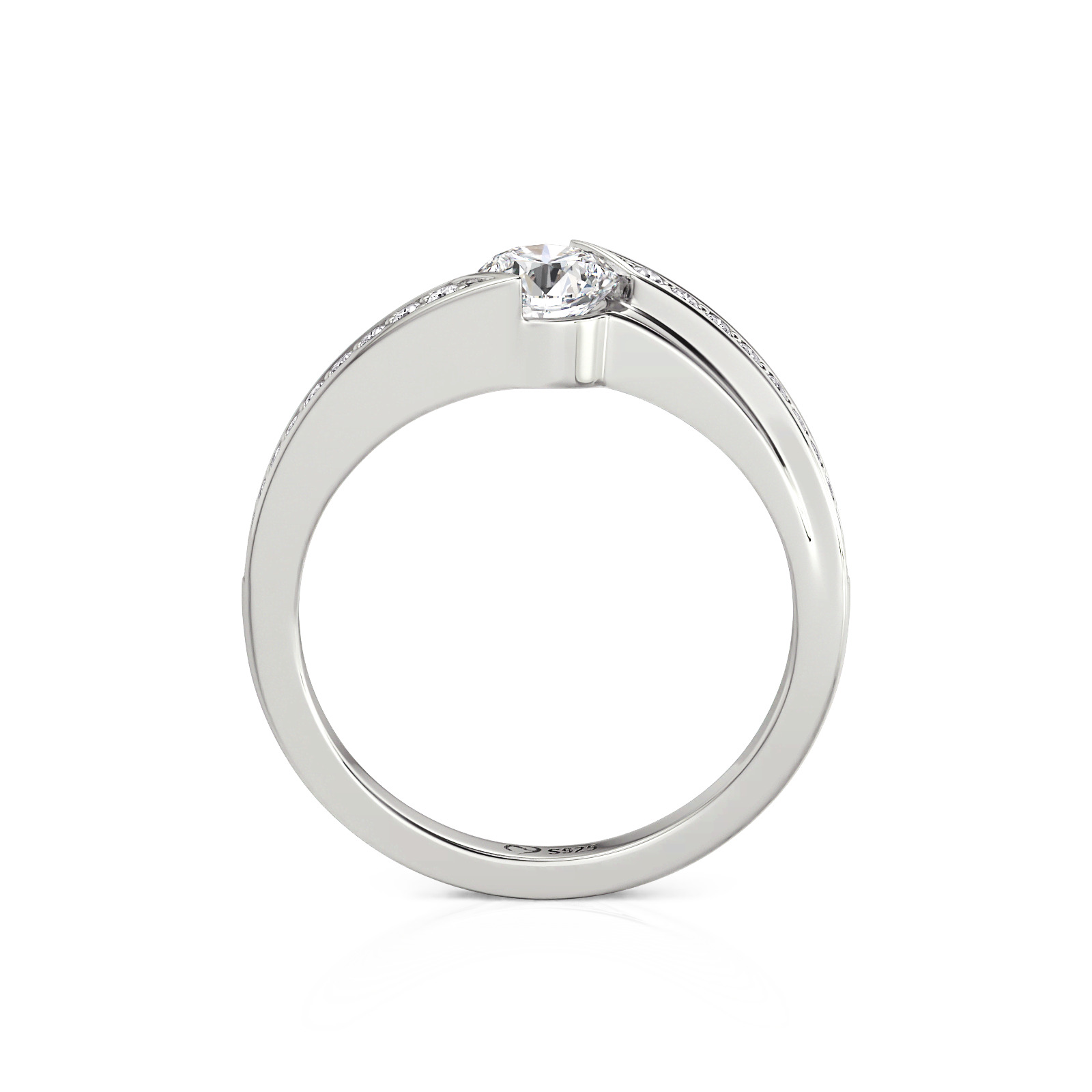 Juelvia Twist Bypass Round Cut Promise Ring Sterling Silver