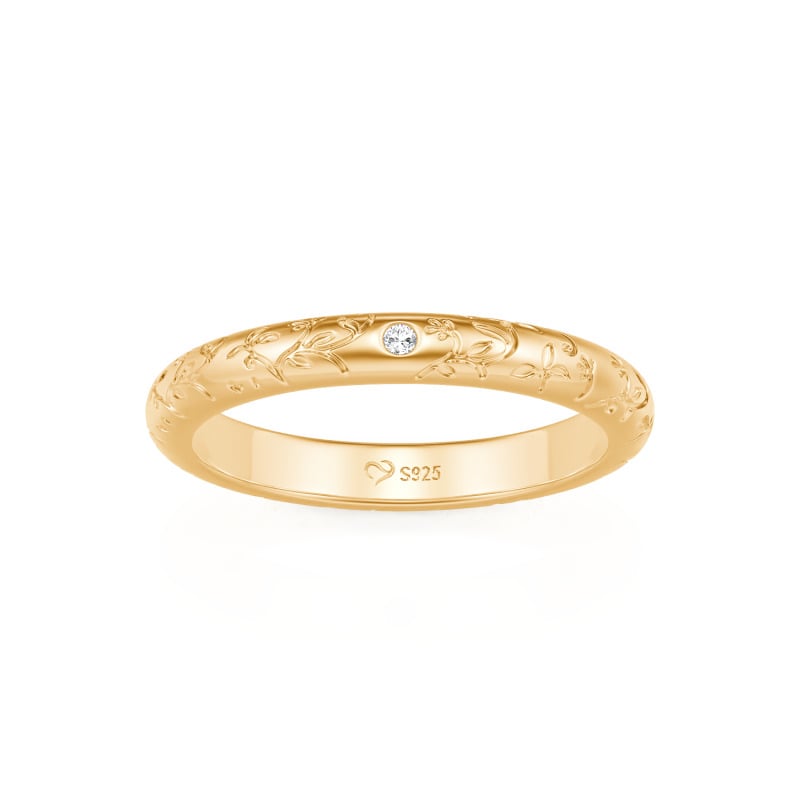 Juelvia Custom Women's Vine Engraved Wedding Band 10K/14K/18K Gold Platinum