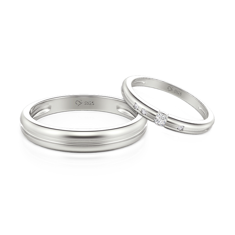 Custom Couple's Wedding Band Set 10K/14K/18K Gold Platinum