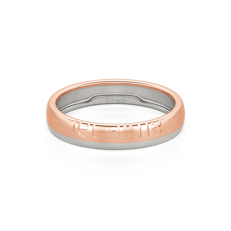 Two Tone "Je T'aime" Matching Wedding Band for Men