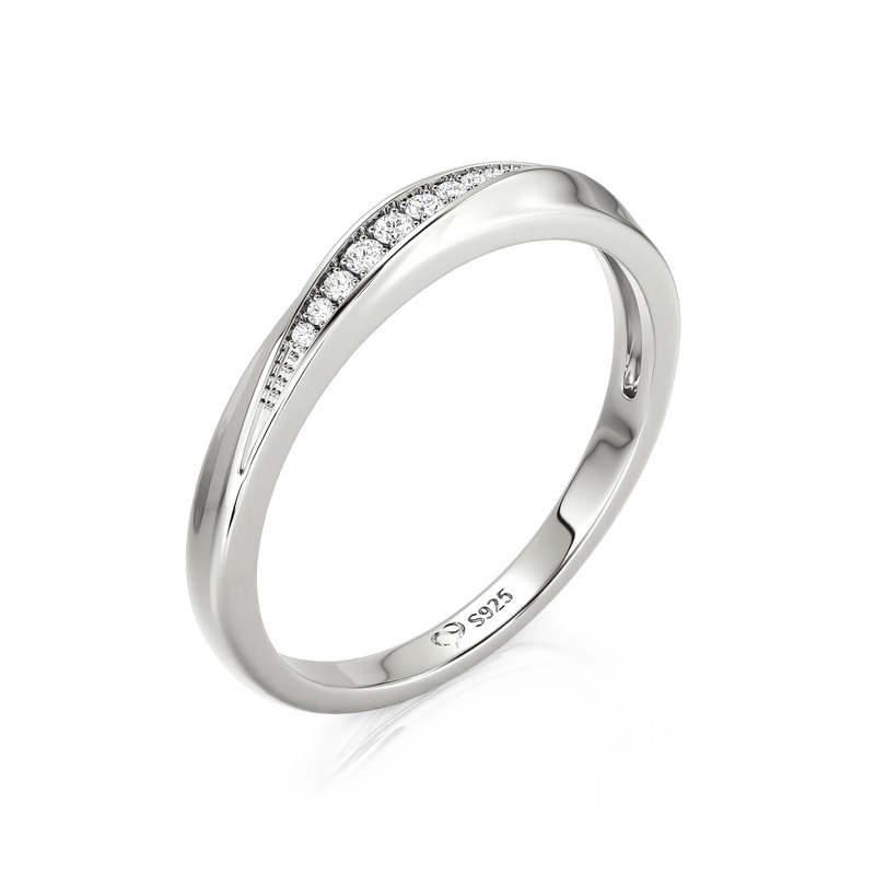 Juelvia Minimalist Twist Wedding Band for Women Sterling Silver
