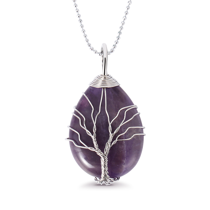 Juelvia "Calming Spirit" Winding Tree Design Natural Amethyst Necklace
