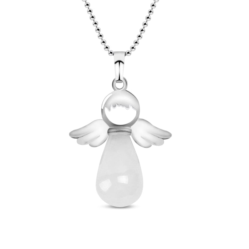 "Pure Elegance" Angel Wings Natural Clear Quartz Necklace