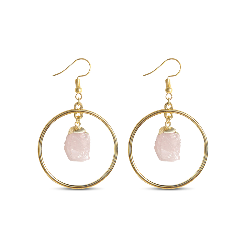 Juelvia "Joy & Romance" Irregular Natural Rose Quartz Drop Earrings