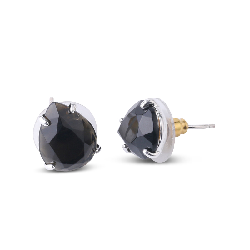 "New Beginnings" Pear Shaped Natural Black Agate Stud Earrings