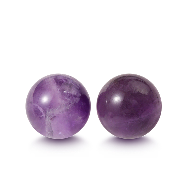 Juelvia "Symbol of Serenity" Round Natural Amethyst Stud Earrings