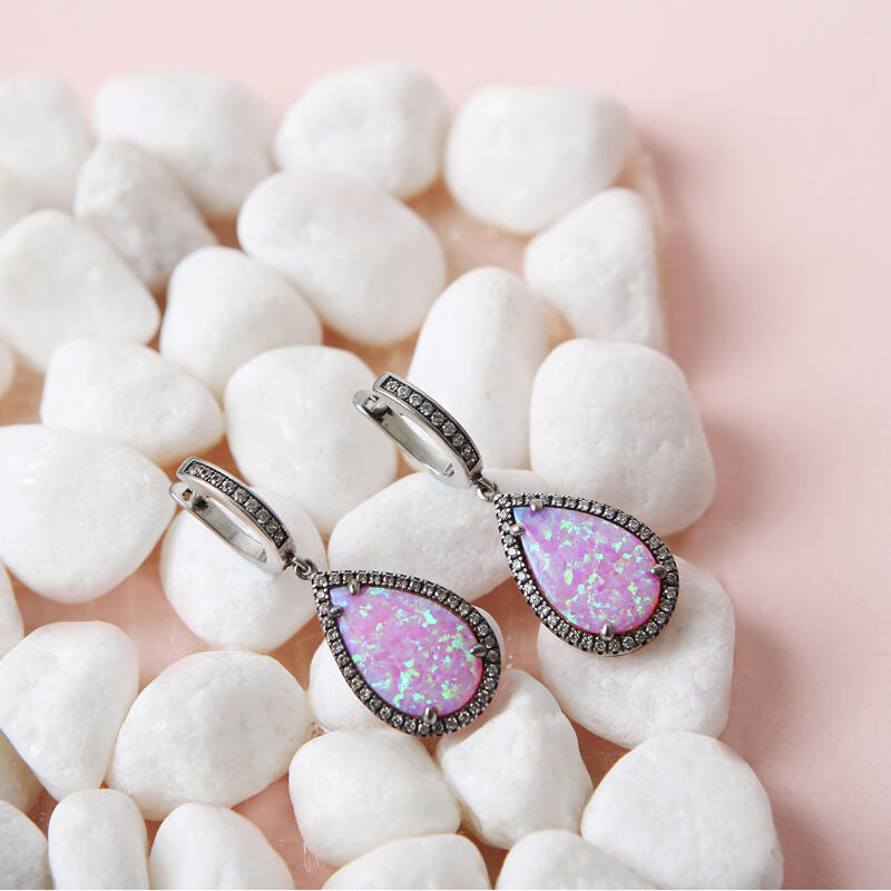 Juelvia Dreamlike Pink-Purple Opal Earrings