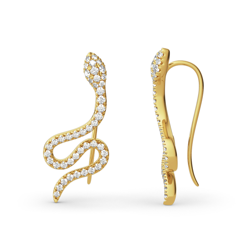 Snake Design Sterling Silver Climber Earrings
