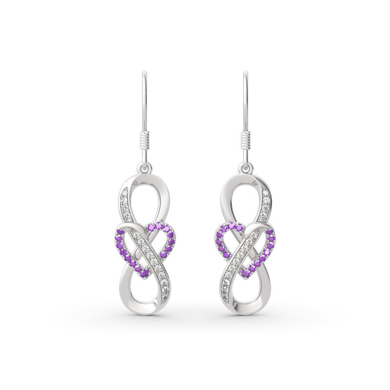 Infinity and Heart Sterling Silver Drop Earrings