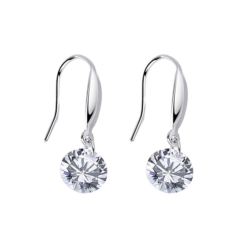 Simple Round Cut Sterling Silver Earrings