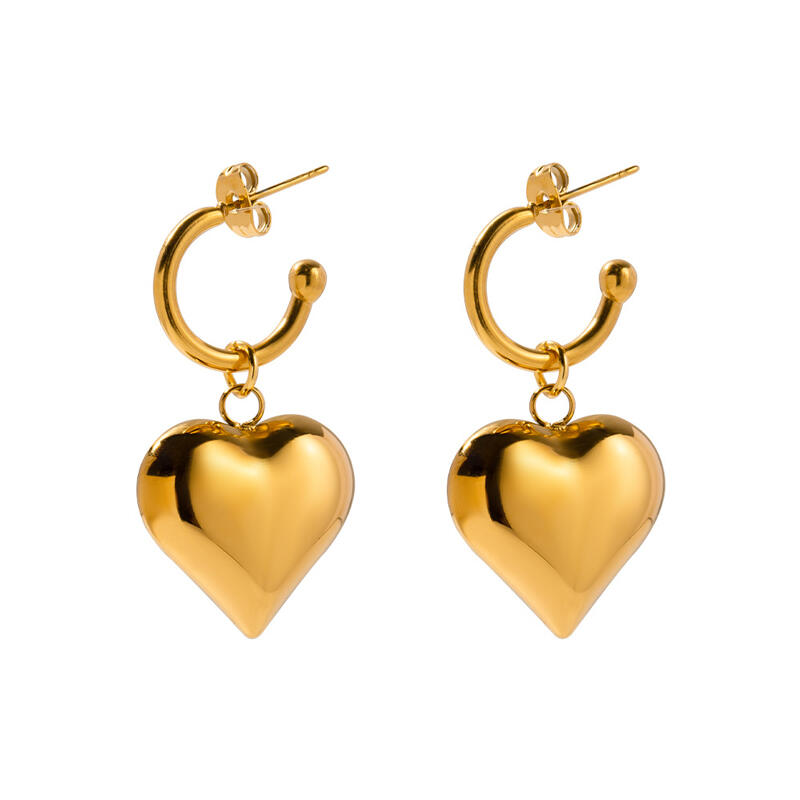 Juelvia Heart-shaped Stainless Steel Drop Earrings
