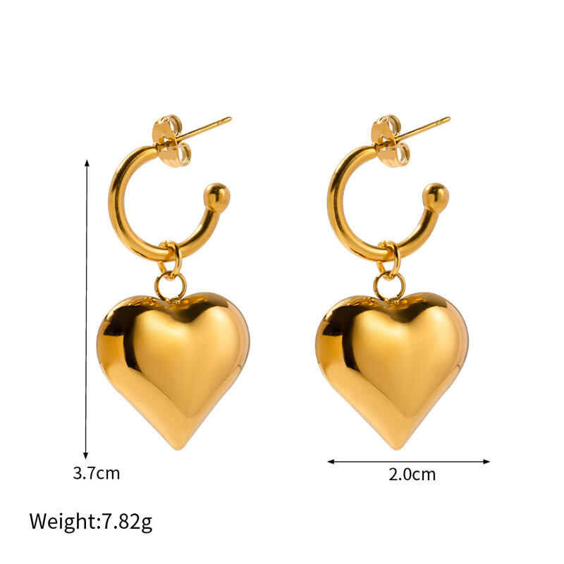 Juelvia Heart-shaped Stainless Steel Drop Earrings