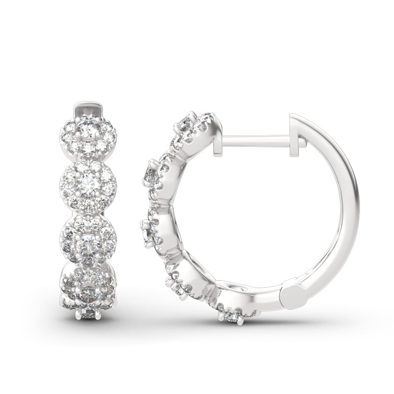 Classic Round Cut Sterling Silver Hoop Earrings