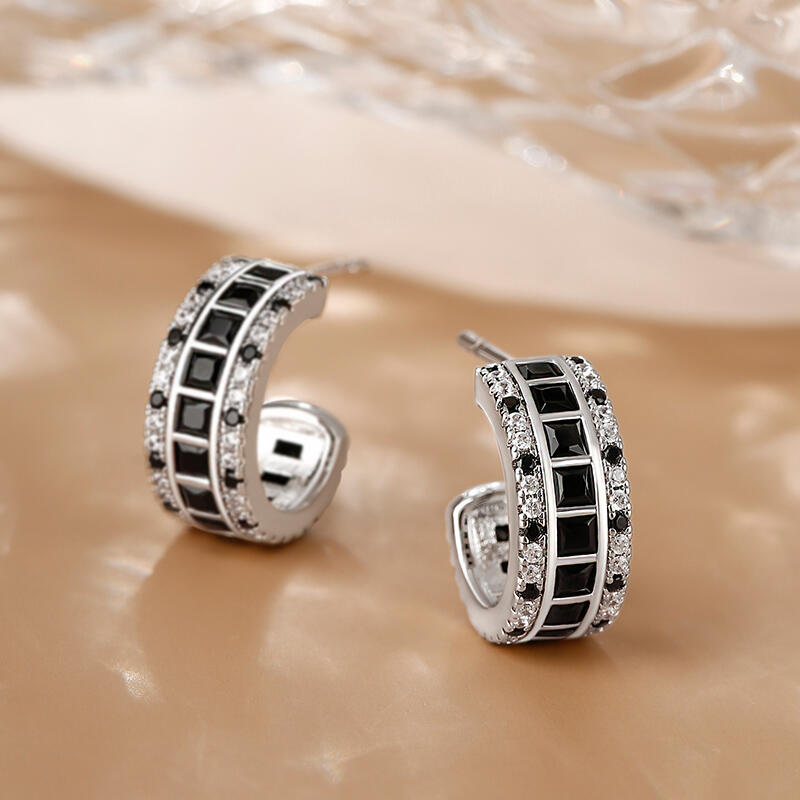 Juelvia "Love Movie" Princess Cut Sterling Silver Stud Earrings