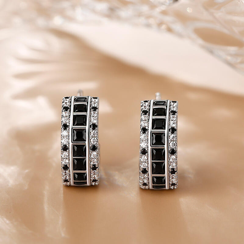 Juelvia "Love Movie" Princess Cut Sterling Silver Stud Earrings