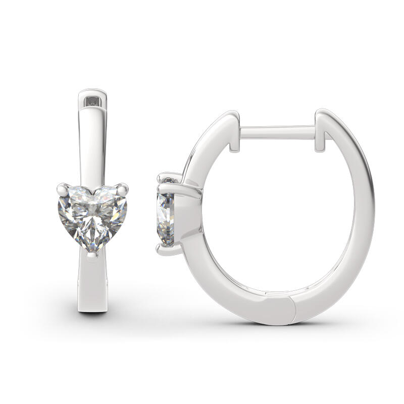 "Forever Lasting" Heart Cut Sterling Silver Hoop Earrings